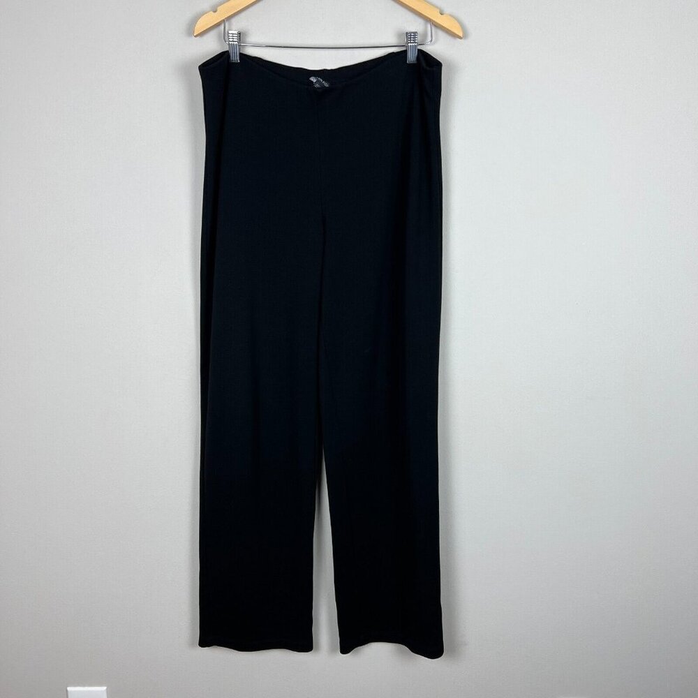 Eileen Fisher Pants‎ Womens Large Black Pull On Tencel Lyocell Elastic Waist L